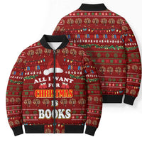 All I Want For Christmas Is Books Christmas Bomber Puffer Jacket Xmas Holiday Patterns - Wonder Print Shop