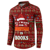 All I Want For Christmas Is Books Christmas Button Sweatshirt Xmas Holiday Patterns - Wonder Print Shop