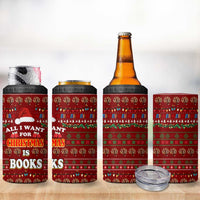 All I Want For Christmas Is Books Christmas 4 in 1 Can Cooler Tumbler Xmas Holiday Patterns - Wonder Print Shop