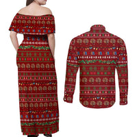 All I Want For Christmas Is Books Christmas Couples Matching Off Shoulder Maxi Dress and Long Sleeve Button Shirt Xmas Holiday Patterns - Wonder Print Shop