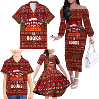 All I Want For Christmas Is Books Christmas Family Matching Off The Shoulder Long Sleeve Dress and Hawaiian Shirt Xmas Holiday Patterns - Wonder Print Shop