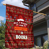 All I Want For Christmas Is Books Christmas Garden Flag Xmas Holiday Patterns - Wonder Print Shop