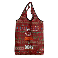 All I Want For Christmas Is Books Christmas Grocery Bag Xmas Holiday Patterns - Wonder Print Shop
