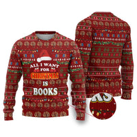 All I Want For Christmas Is Books Christmas Ugly Christmas Sweater Xmas Holiday Patterns - Wonder Print Shop