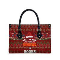 All I Want For Christmas Is Books Christmas Leather Bag Xmas Holiday Patterns - Wonder Print Shop
