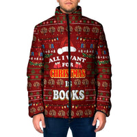 All I Want For Christmas Is Books Christmas Padded Jacket Xmas Holiday Patterns - Wonder Print Shop