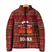 All I Want For Christmas Is Books Christmas Padded Jacket Xmas Holiday Patterns - Wonder Print Shop