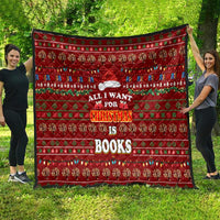 All I Want For Christmas Is Books Christmas Quilt Xmas Holiday Patterns - Wonder Print Shop