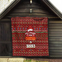 All I Want For Christmas Is Books Christmas Quilt Xmas Holiday Patterns - Wonder Print Shop