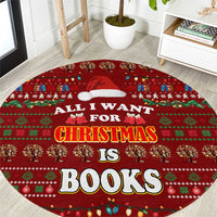 All I Want For Christmas Is Books Christmas Round Carpet Xmas Holiday Patterns - Wonder Print Shop