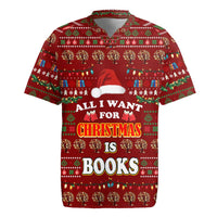 All I Want For Christmas Is Books Christmas Rugby Jersey Xmas Holiday Patterns - Wonder Print Shop