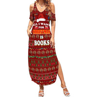 All I Want For Christmas Is Books Christmas Summer Maxi Dress Xmas Holiday Patterns - Wonder Print Shop