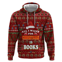 All I Want For Christmas Is Books Christmas Zip Hoodie Xmas Holiday Patterns - Wonder Print Shop