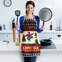 All I Want For Christmas Is Skiing Christmas Apron Xmas Holiday Patterns - Wonder Print Shop
