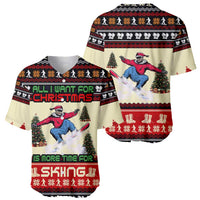 All I Want For Christmas Is Skiing Christmas Baseball Jersey Xmas Holiday Patterns - Wonder Print Shop