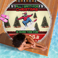 All I Want For Christmas Is Skiing Christmas Beach Blanket Xmas Holiday Patterns - Wonder Print Shop