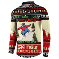 All I Want For Christmas Is Skiing Christmas Button Sweatshirt Xmas Holiday Patterns - Wonder Print Shop