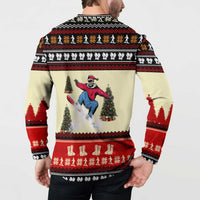 All I Want For Christmas Is Skiing Christmas Button Sweatshirt Xmas Holiday Patterns - Wonder Print Shop