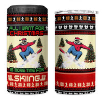 All I Want For Christmas Is Skiing Christmas 4 in 1 Can Cooler Tumbler Xmas Holiday Patterns - Wonder Print Shop
