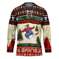 All I Want For Christmas Is Skiing Christmas Hockey Jersey Xmas Holiday Patterns - Wonder Print Shop