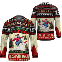 All I Want For Christmas Is Skiing Christmas Hockey Jersey Xmas Holiday Patterns - Wonder Print Shop