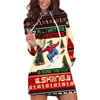 All I Want For Christmas Is Skiing Christmas Hoodie Dress Xmas Holiday Patterns - Wonder Print Shop