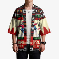 All I Want For Christmas Is Skiing Christmas Kimono Xmas Holiday Patterns - Wonder Print Shop
