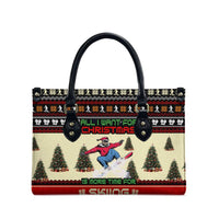 All I Want For Christmas Is Skiing Christmas Leather Bag Xmas Holiday Patterns - Wonder Print Shop