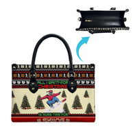 All I Want For Christmas Is Skiing Christmas Leather Bag Xmas Holiday Patterns - Wonder Print Shop