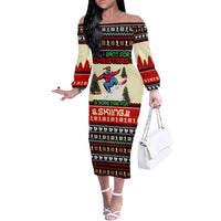All I Want For Christmas Is Skiing Christmas Off The Shoulder Long Sleeve Dress Xmas Holiday Patterns - Wonder Print Shop