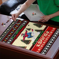 All I Want For Christmas Is Skiing Christmas Puzzle Xmas Holiday Patterns - Wonder Print Shop