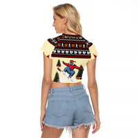 All I Want For Christmas Is Skiing Christmas Raglan Cropped T Shirt Xmas Holiday Patterns - Wonder Print Shop