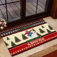All I Want For Christmas Is Skiing Christmas Rubber Doormat Xmas Holiday Patterns - Wonder Print Shop