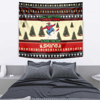 All I Want For Christmas Is Skiing Christmas Tapestry Xmas Holiday Patterns - Wonder Print Shop