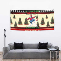 All I Want For Christmas Is Skiing Christmas Tapestry Xmas Holiday Patterns - Wonder Print Shop
