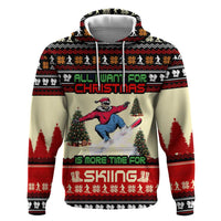 All I Want For Christmas Is Skiing Christmas Zip Hoodie Xmas Holiday Patterns - Wonder Print Shop