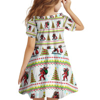 Amazing Bigfoot Christmas Kid Short Sleeve Dress Xmas Holiday Patterns - Wonder Print Shop