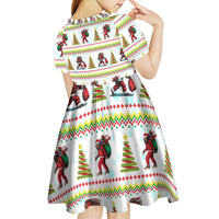 Amazing Bigfoot Christmas Kid Short Sleeve Dress Xmas Holiday Patterns - Wonder Print Shop