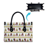 Amazing Bigfoot Christmas Leather Bag Xmas Holiday Patterns - Wonder Print Shop