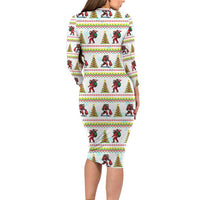 Amazing Bigfoot Christmas Long Sleeve Bodycon Dress Xmas Holiday Patterns - Wonder Print Shop