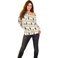 Amazing Bigfoot Christmas Off Shoulder Sweater Xmas Holiday Patterns - Wonder Print Shop