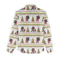 Amazing Bigfoot Christmas Women Casual Shirt Xmas Holiday Patterns - Wonder Print Shop