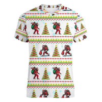 Amazing Bigfoot Christmas Women V-Neck T-Shirt Xmas Holiday Patterns - Wonder Print Shop