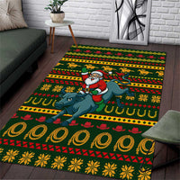 Amazing Cowboy Santa Claus Christmas Area Rug Xmas Holiday Patterns - Wonder Print Shop