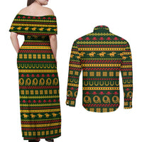 Amazing Cowboy Santa Claus Christmas Couples Matching Off Shoulder Maxi Dress and Long Sleeve Button Shirt Xmas Holiday Patterns - Wonder Print Shop