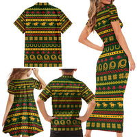 Amazing Cowboy Santa Claus Christmas Family Matching Short Sleeve Bodycon Dress and Hawaiian Shirt Xmas Holiday Patterns - Wonder Print Shop