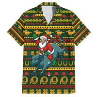 Amazing Cowboy Santa Claus Christmas Family Matching Short Sleeve Bodycon Dress and Hawaiian Shirt Xmas Holiday Patterns - Wonder Print Shop