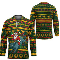 Amazing Cowboy Santa Claus Christmas Hockey Jersey Xmas Holiday Patterns - Wonder Print Shop