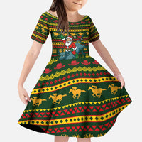 Amazing Cowboy Santa Claus Christmas Kid Short Sleeve Dress Xmas Holiday Patterns - Wonder Print Shop