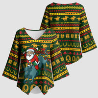 Amazing Cowboy Santa Claus Christmas Kimono Sleeve Blouse Xmas Holiday Patterns - Wonder Print Shop